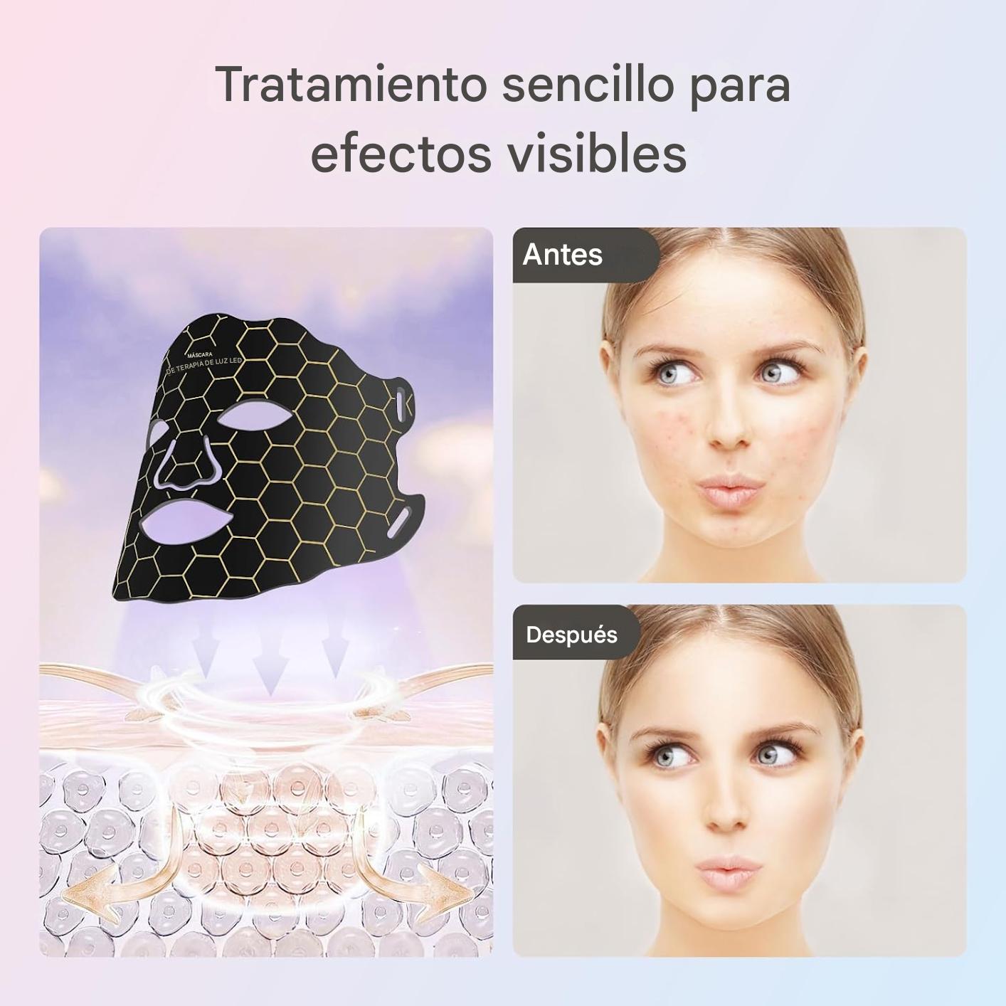 Máscara Facial LED de terapia Luz Roja Avolis 620nm Profesional