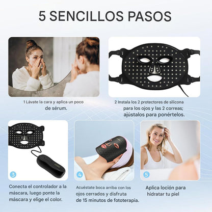 Máscara Facial LED de terapia Luz Roja Avolis 620nm Profesional