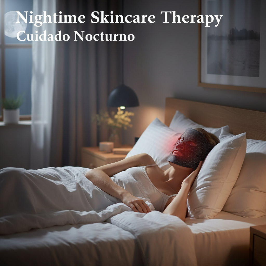 Banner de cuidado nocturno con máscara LED